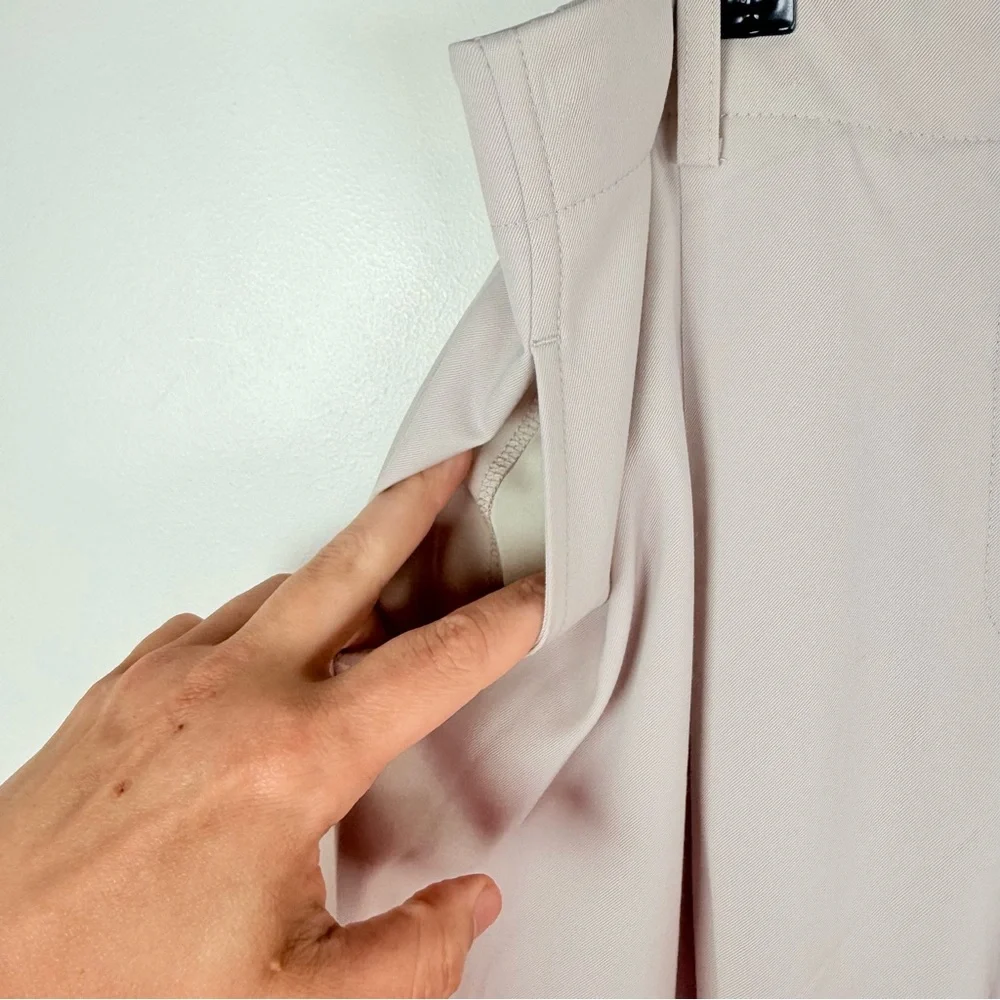 Lafayette 148 New York Khaki Tan Wool Wide Leg Trousers - Picture 6 of 9